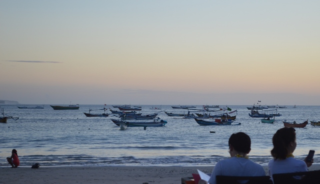 Sunset seafood dinner on the beach