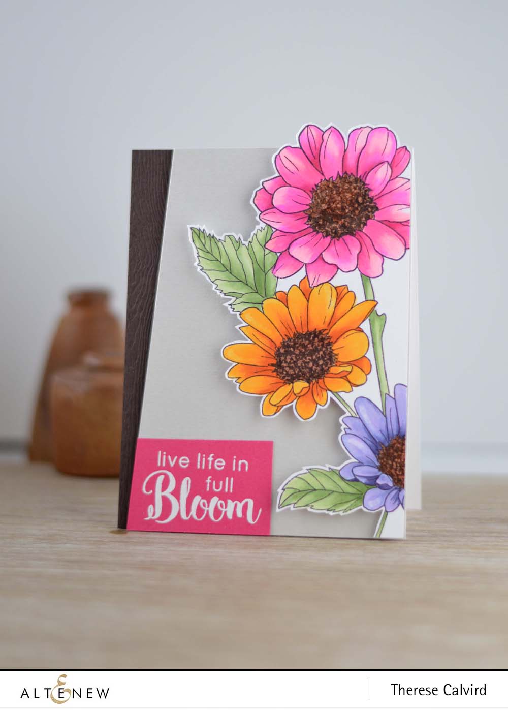 Altenew Daisy flowers coloured as Gerberas