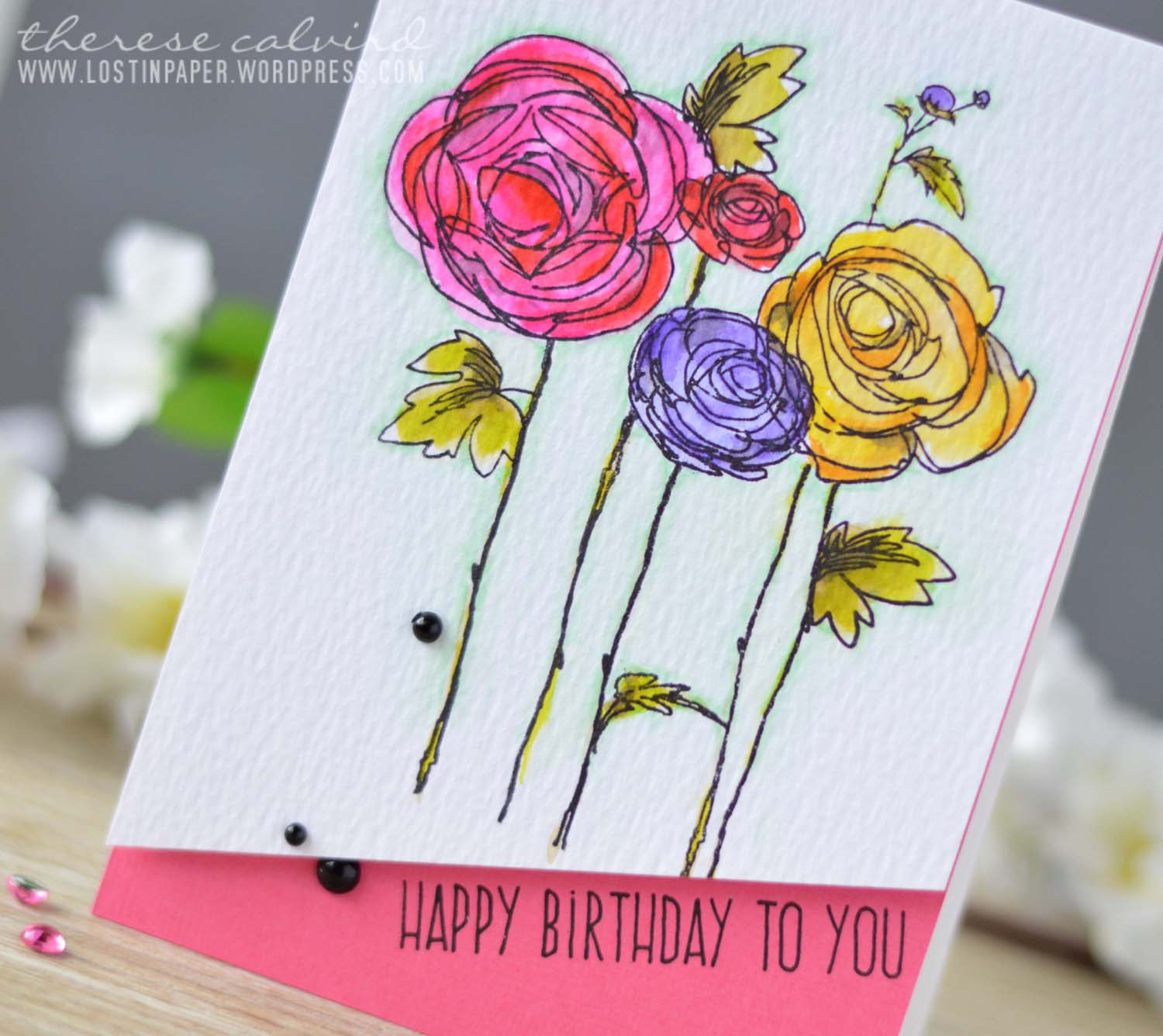 Lostinpaper - It's all about the CASE Marion - Stampendous - Ranunculus / Altenew - Birthday Greetings - Flower card (video)