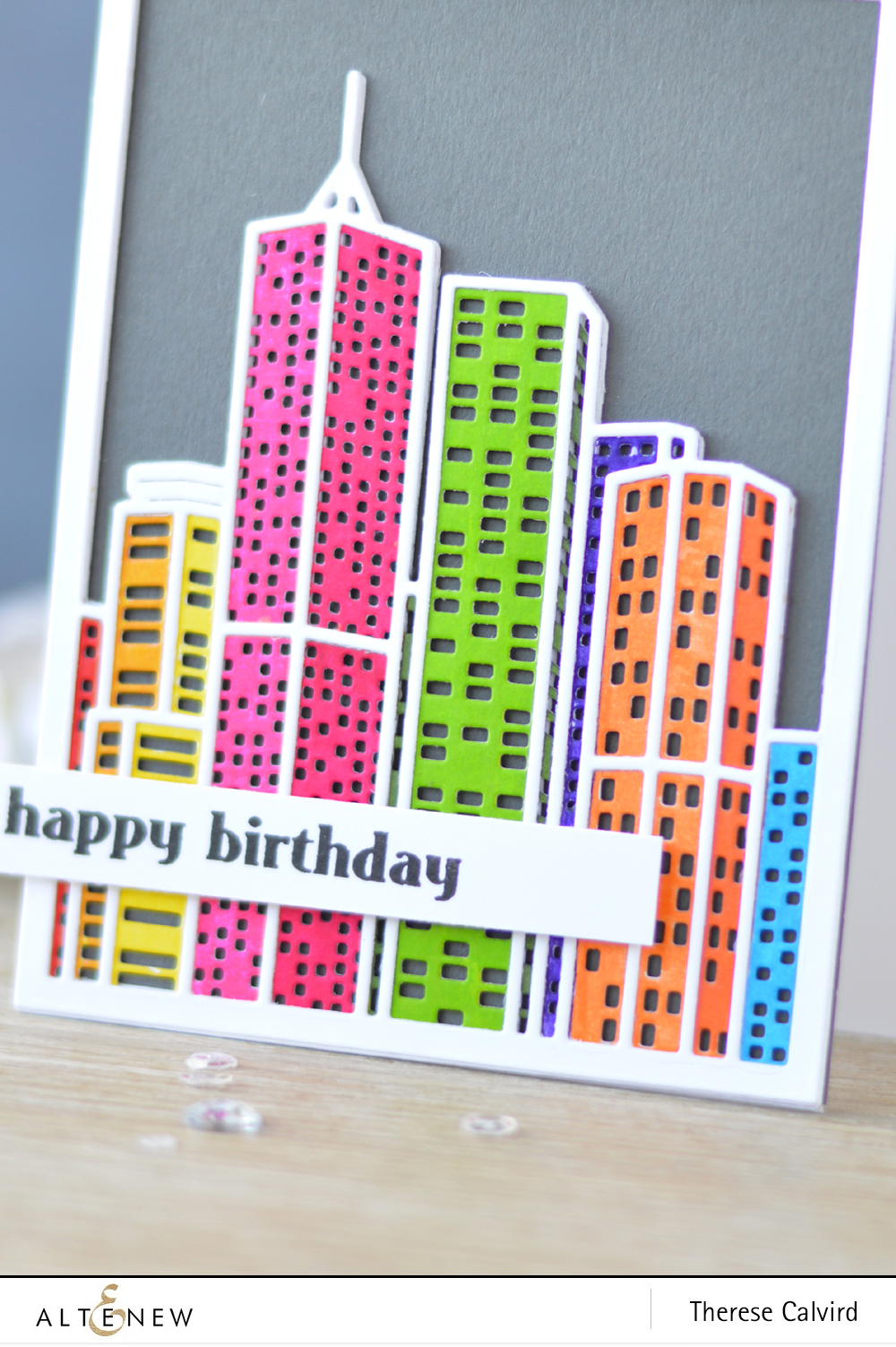 Altenew - Layered Cityscape Cover Die A & B - Faux Veneer - Lostinpaper (card) 1 copy