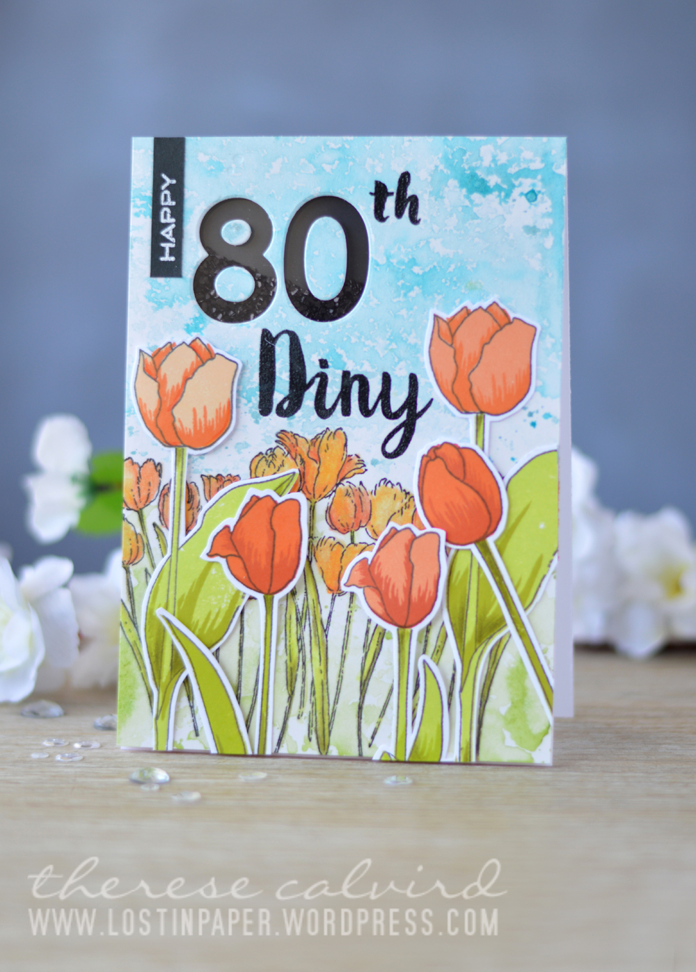 Lostinpaper - Altenew - Penny Black (tulip card) 1
