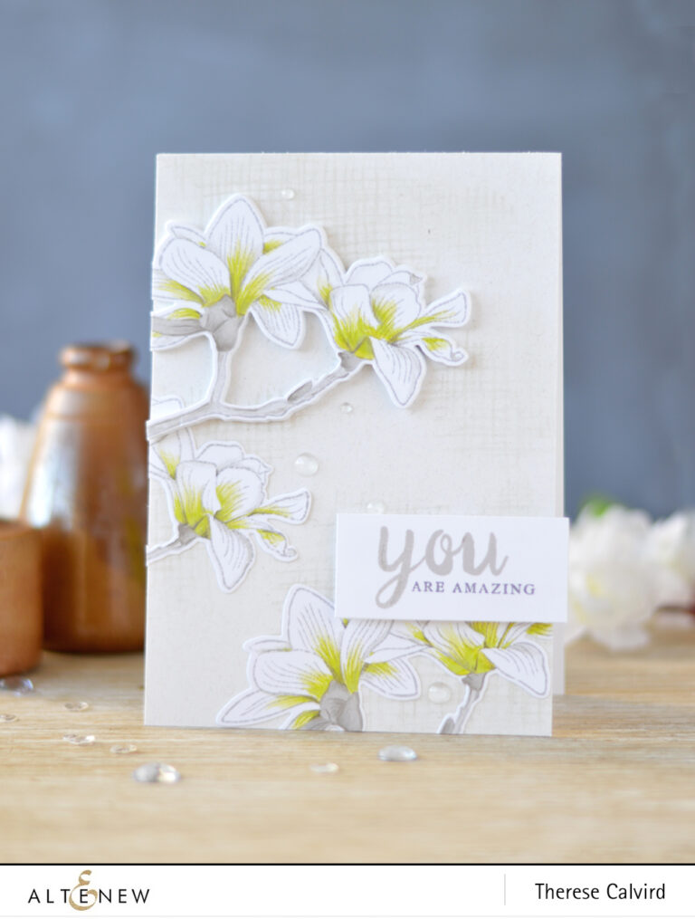 Altenew - Build-A-Flower Magnolia - Calligraphy Alpha - Lostinpaper (card video) 1 copy