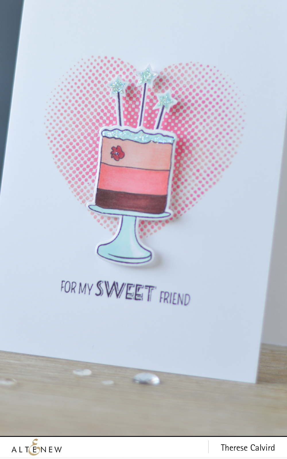 Altenew - Cake Love - Halftone Hearts - Layered Cupcake - Wood Pallet Background - Lostinpaper (card video) 1 copy