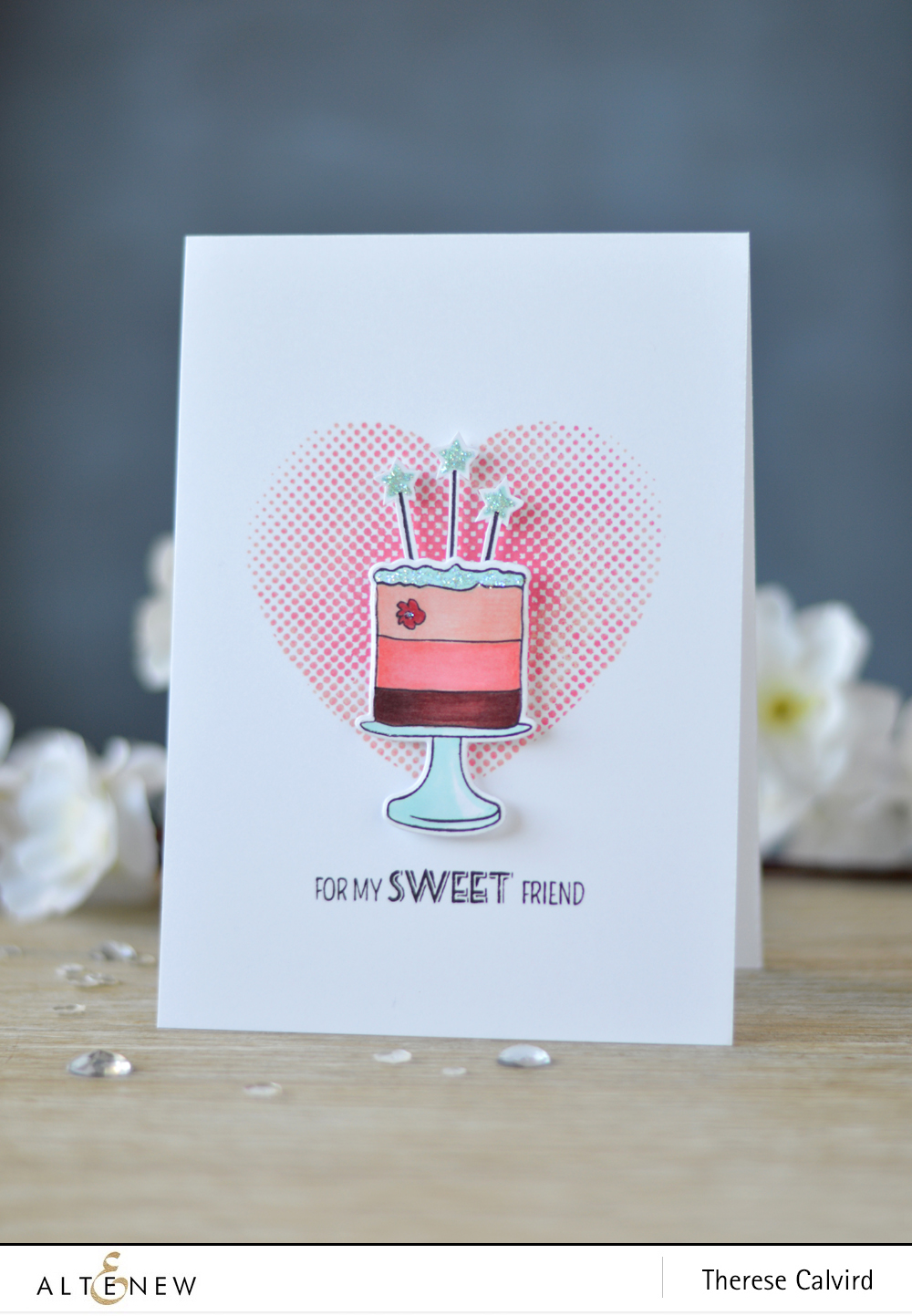 Altenew - Cake Love - Halftone Hearts - Layered Cupcake - Wood Pallet Background - Lostinpaper (card video) 1 copy