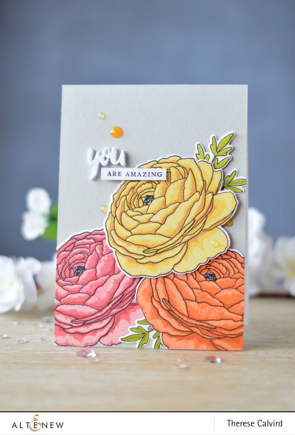 Altenew - Build-A-Flower - Ranunculus - Magnolia - Lostinpaper (card) 2 copy