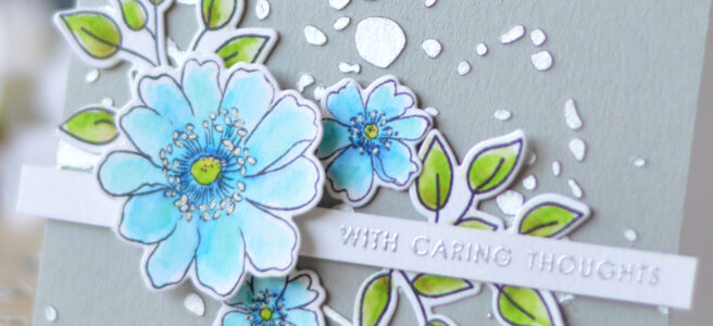 Altenew - Garden Treasure - Doodle Blooms - Splatter Stencil - Lostinpaper (card) 1 copy