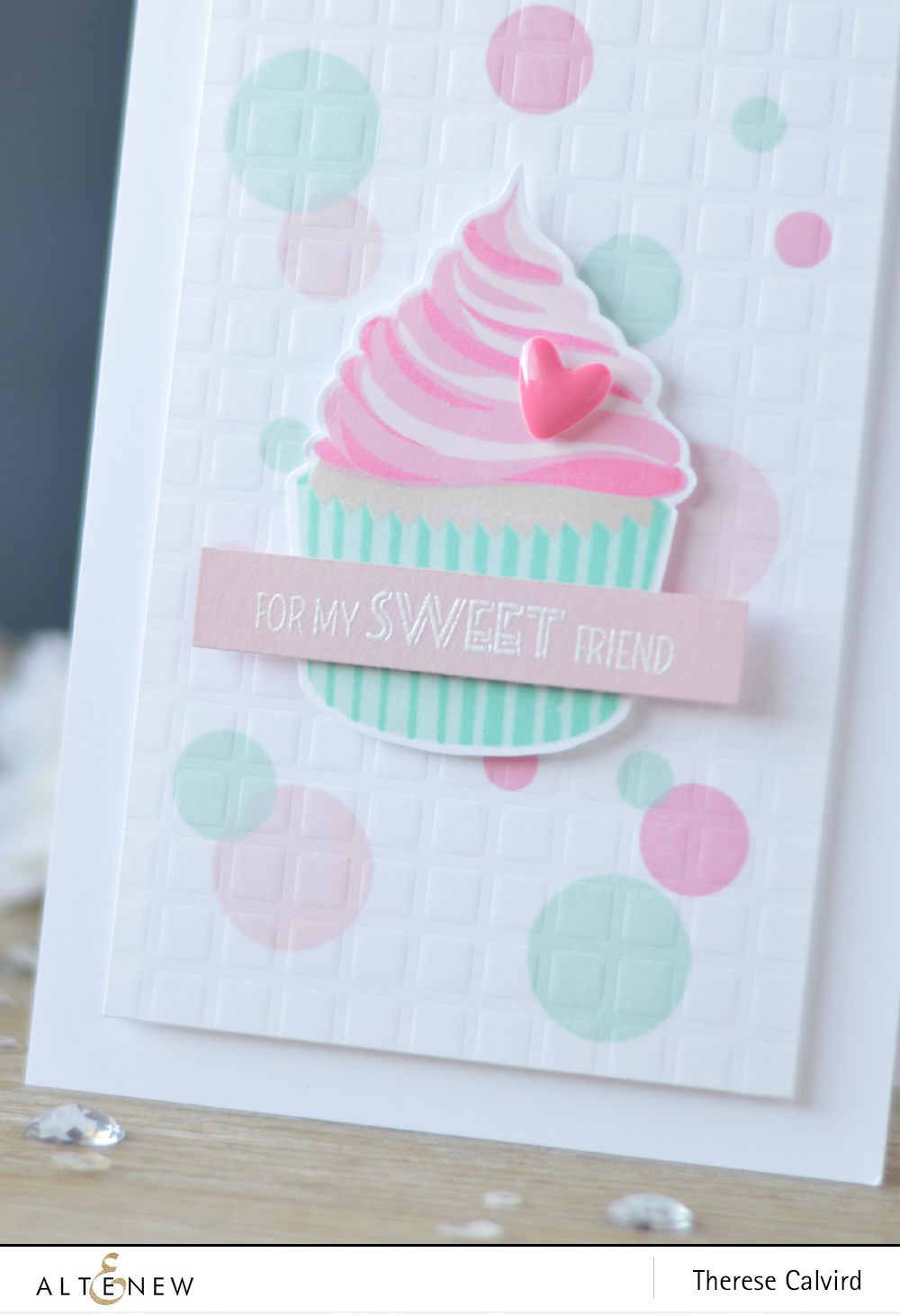 Altenew - Layered Cupcake - Grid Stencil - Lostinpaper (card video) 1 copy