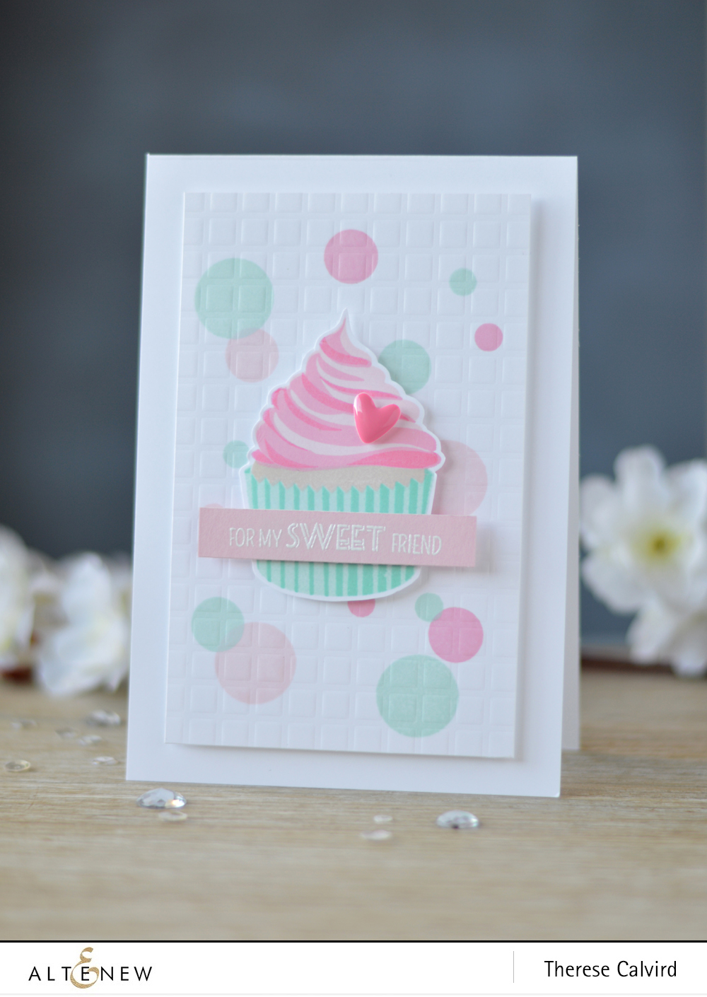 Altenew - Layered Cupcake - Grid Stencil - Lostinpaper (card video) 1 copy