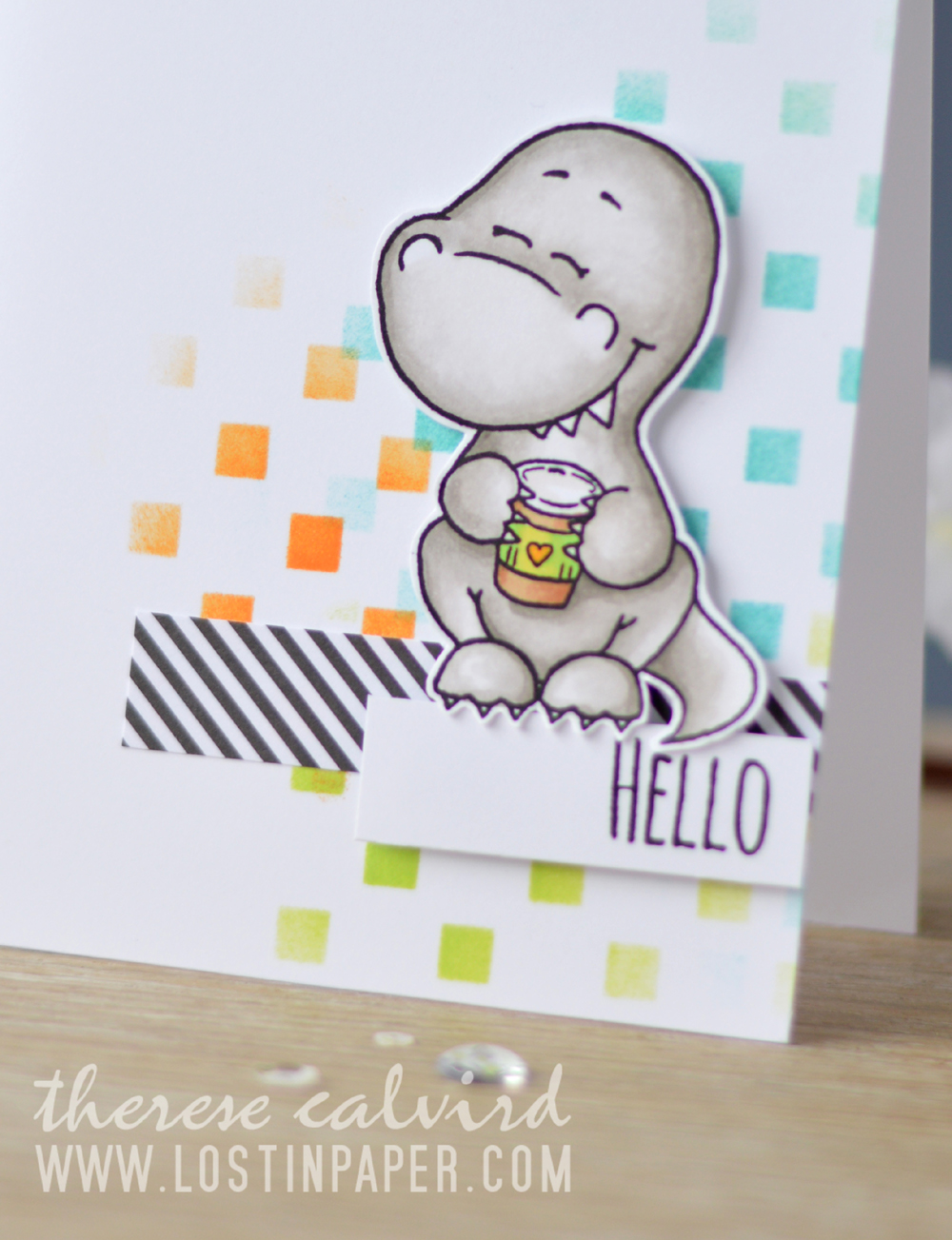 Lostinpaper - Gerda Steiner Designs - Coffeesaurus - Hedgehog with Sign (card video) 1