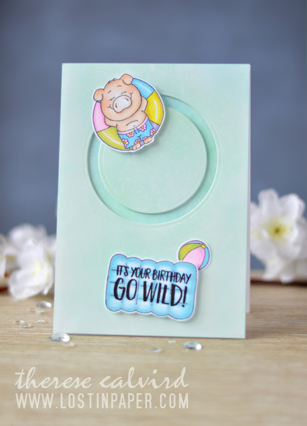 Lostinpaper - Gerda Steiner Designs - Pool Piggies - Go Wild (card video) 2
