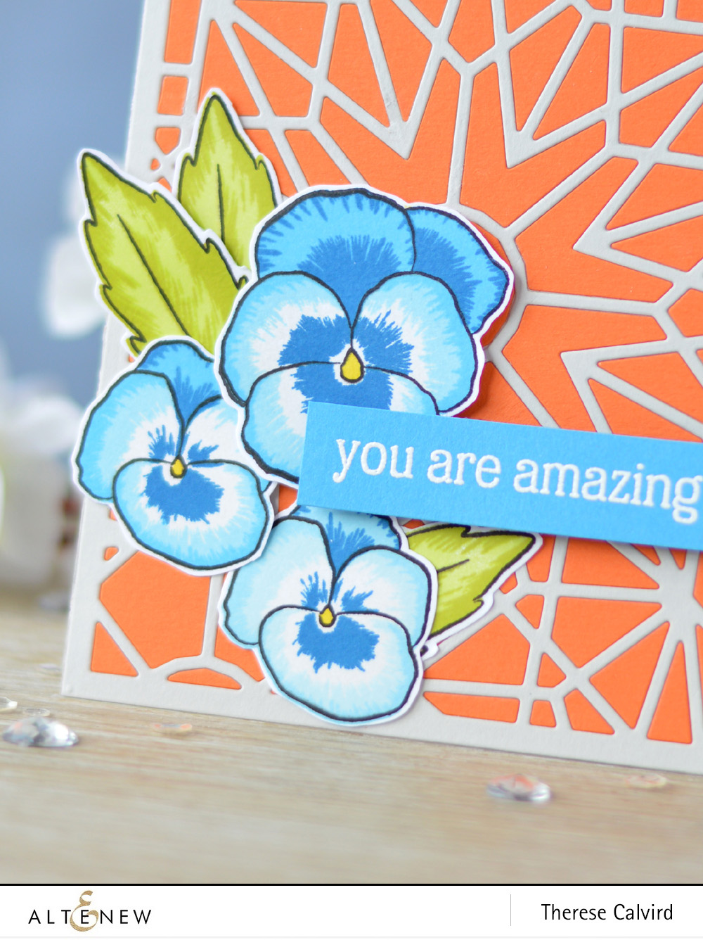 Altenew - Layered Kaleidoscope Cover Die A - Pretty Pansies - Lostinpaper (card video) 1 copy
