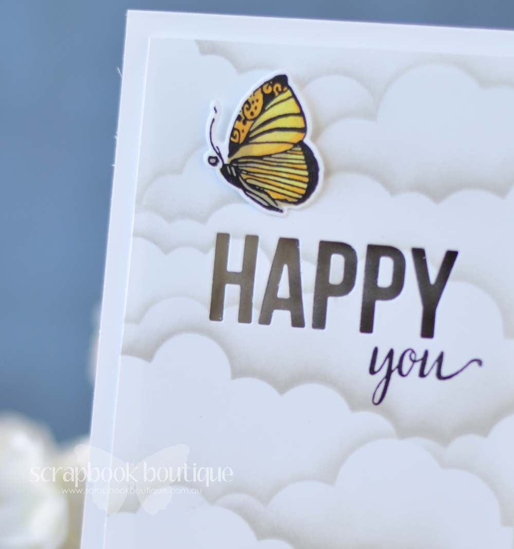 Lostinpaper - MFT Cloud Stencil - Happy Greetings - Altenew - Botanical Garden (card) 1