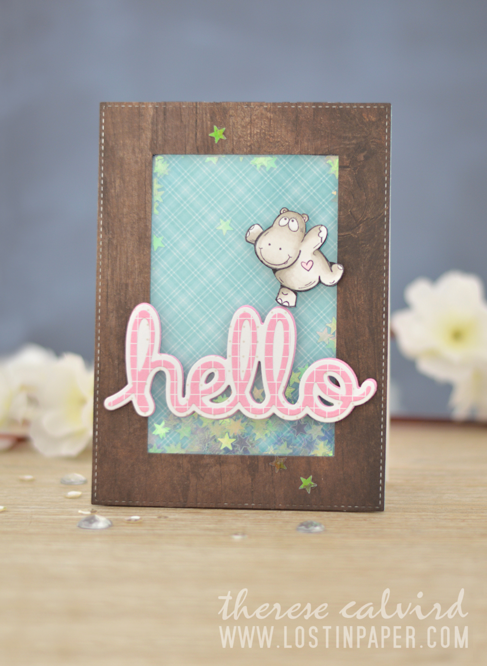 Lostinpaper - Paper Rose - Hip Hip Hooray - Stitched Rectangles - Layered Hello (card video) 1