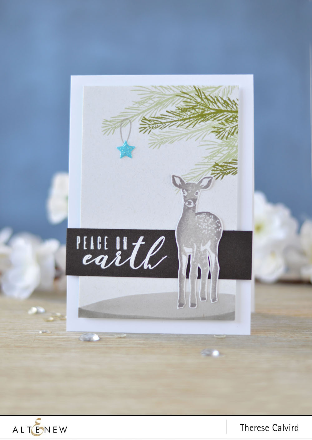 Altenew - Peace on Earth - Modern Deer - Halftone Stars - Lostinpaper (card) 1 copy