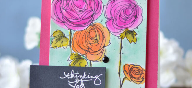 Lostinpaper - Stampendous - Ranunculus - Technique Tuesday (card video) 1