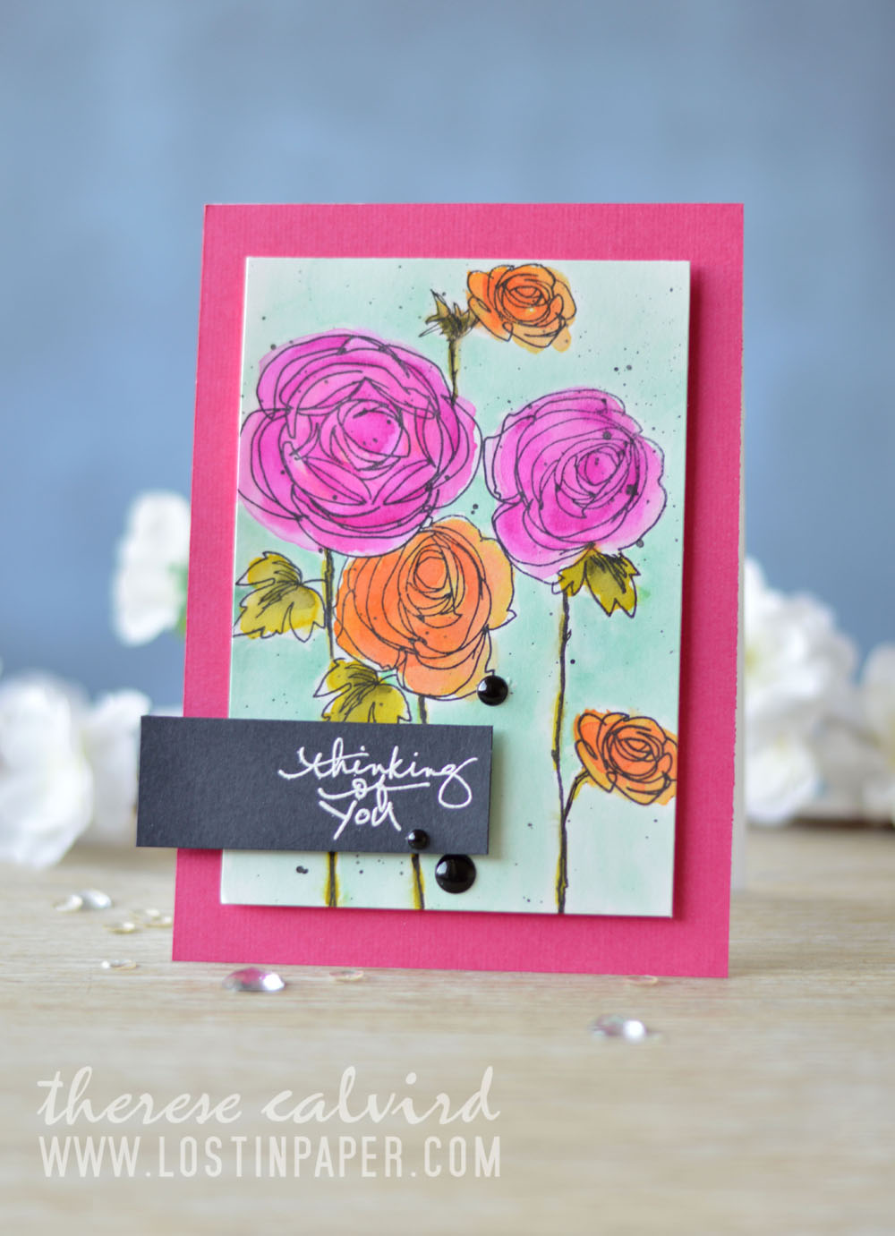 Lostinpaper - Stampendous - Ranunculus - Technique Tuesday (card video) 1