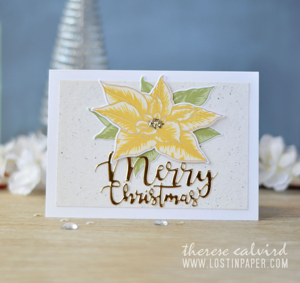 Lostinpaper - Altenew BAF Poinsettia - Holiday Script Words - Penny Black - Ornamental Branch (card video) 1
