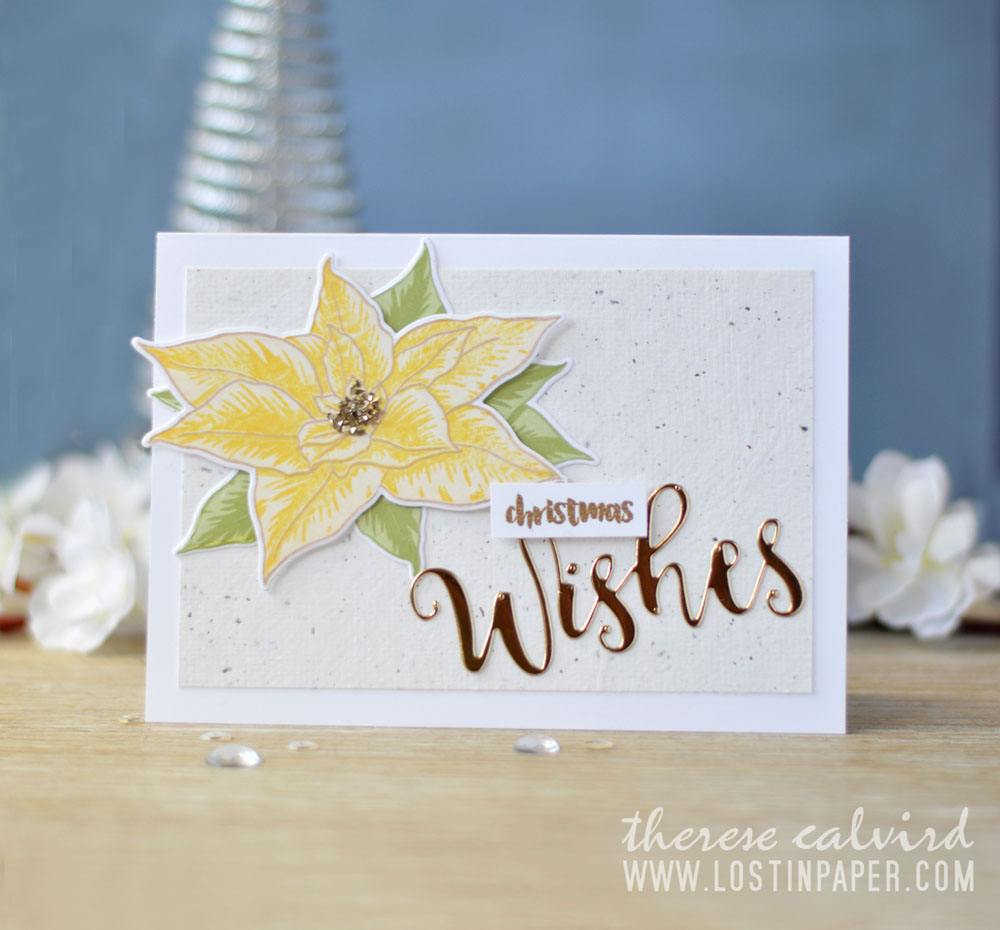 Lostinpaper - Altenew BAF Poinsettia - Holiday Script Words - Penny Black - Ornamental Branch (card video) 1