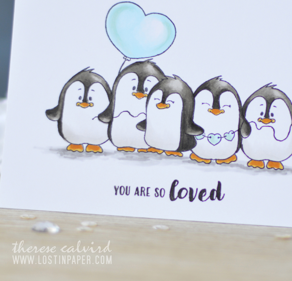 Lostinpaper - Gerda Steiner - Valentine Penguins - Copics (card video) 1