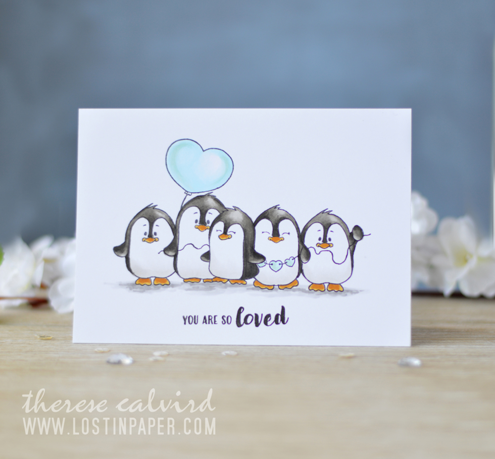 Lostinpaper - Gerda Steiner - Valentine Penguins - Copics (card video) 1