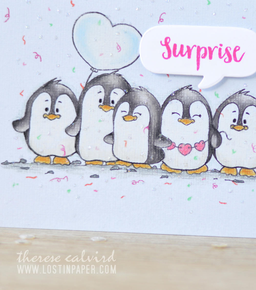 Lostinpaper - Gerda Steiner - Valentine Penguins - Prismacolor Pencils (card video) 1