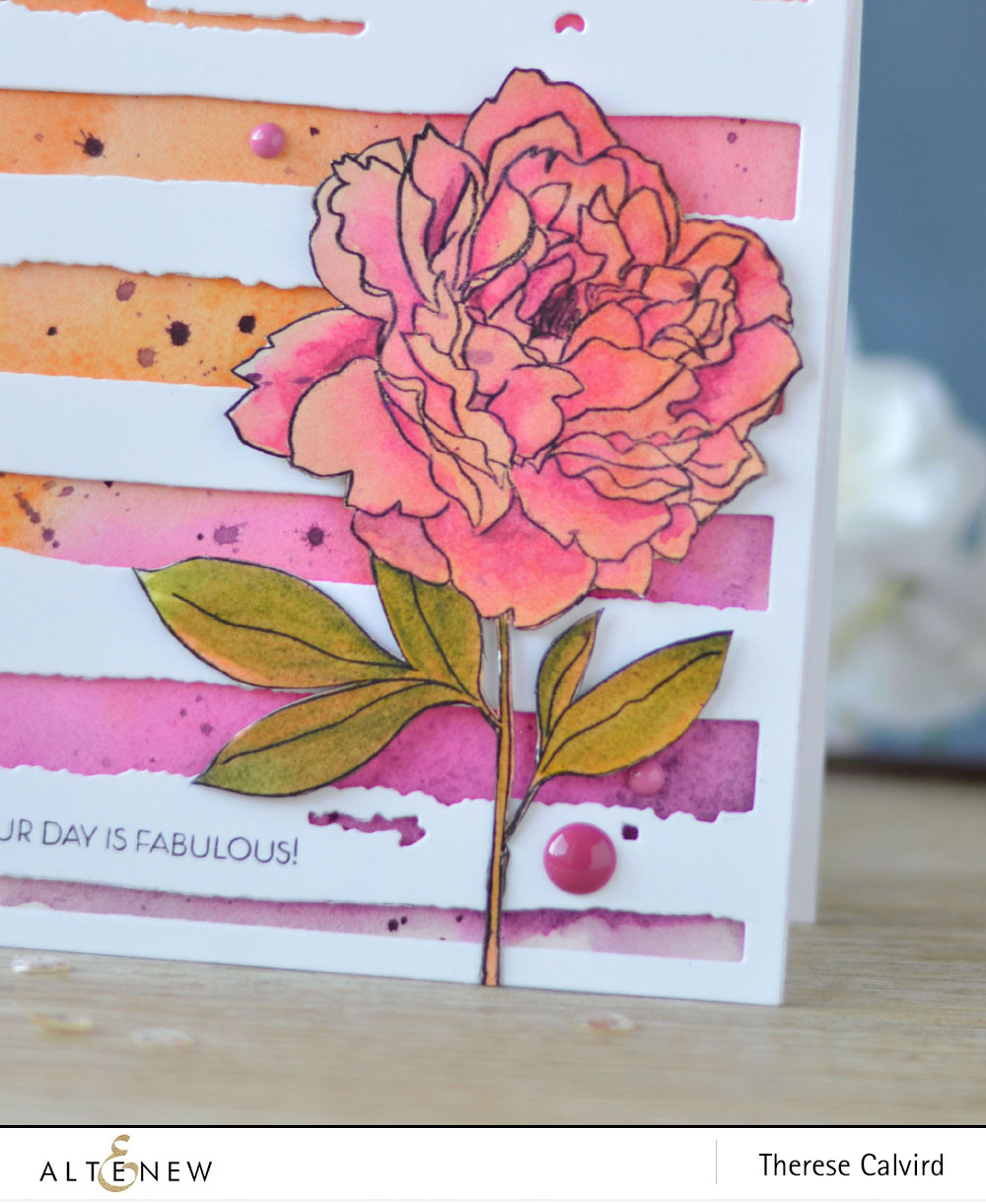 Altenew - Peony Spray - Watercolor Stripes - Lostinpaper (card video) - thumbnail