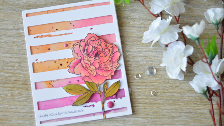 Altenew - Peony Spray - Watercolor Stripes - Lostinpaper (card video) - thumbnail