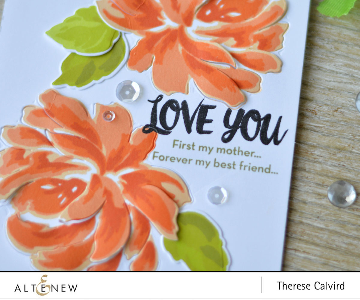 Altenew - BAF - Chrysanthemum - Oriental Orchid - Precious Moments - Therese Calvird (card video) 1 copy