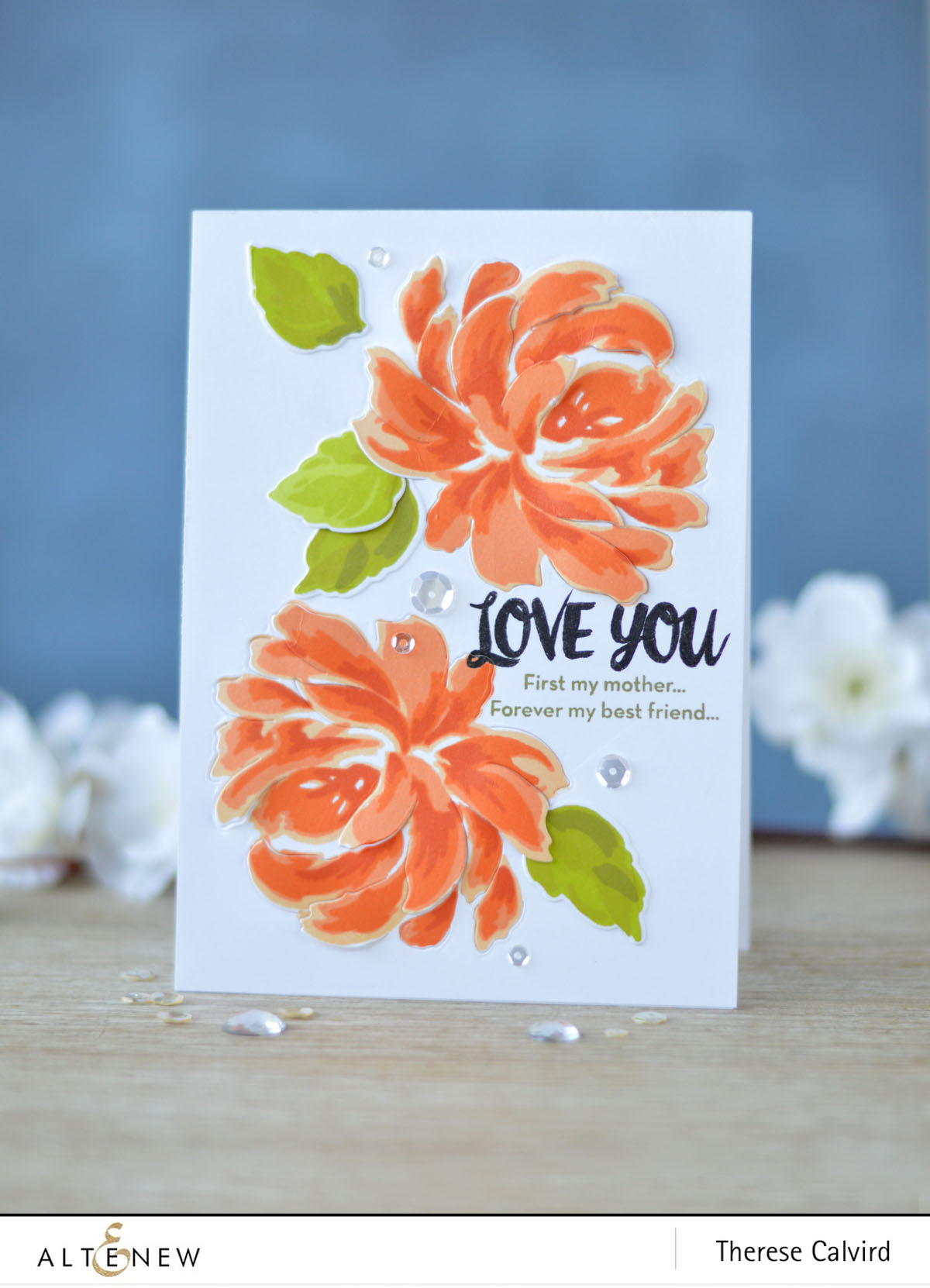 Altenew - BAF - Chrysanthemum - Oriental Orchid - Precious Moments - Therese Calvird (card video) 1 copy
