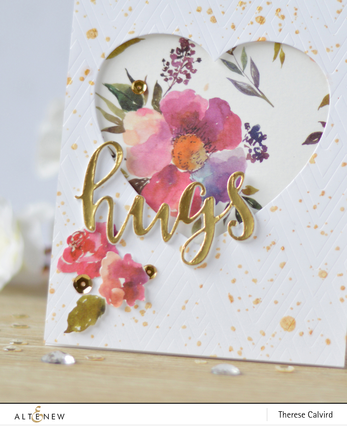 Altenew - Deco Wallpaper Stencil - Floral Flurries Washi - Therese Calvird (card) 1 copy