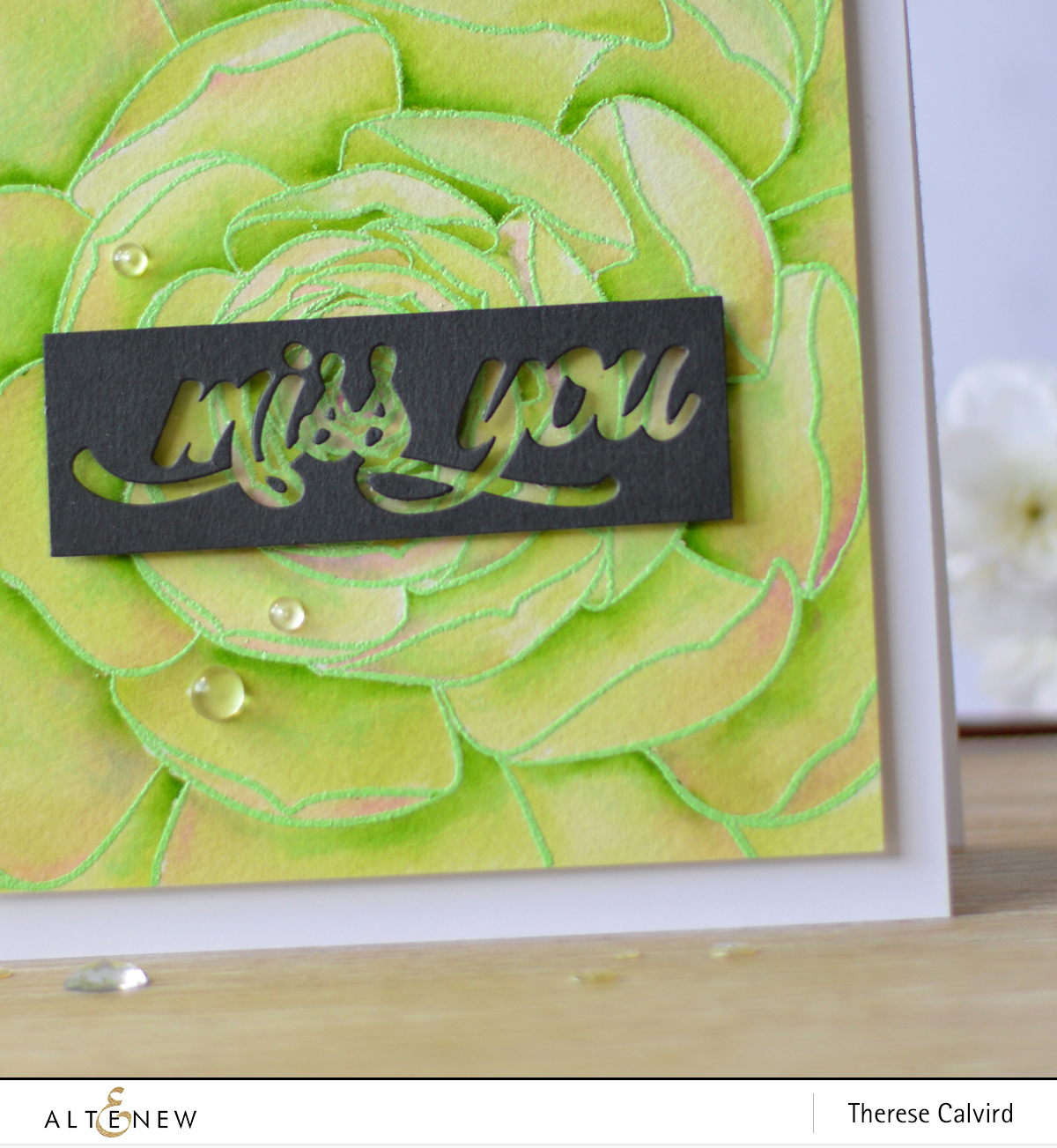 Altenew - Mega Succulent - Miss You - Therese Calvird (card video) 1 copy