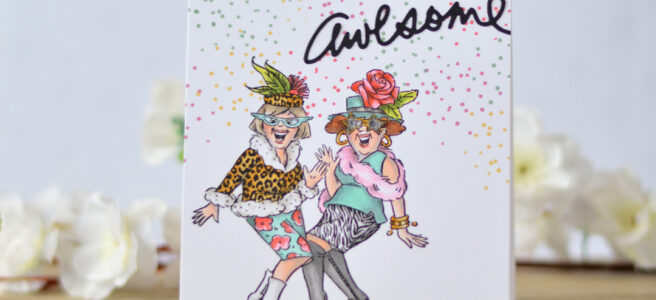 Lostinpaper - Ellen Hutson - Totally Awesome - Abstract Paint Strokes - Art Impressions - Crazy Friends (card video) 1 copy