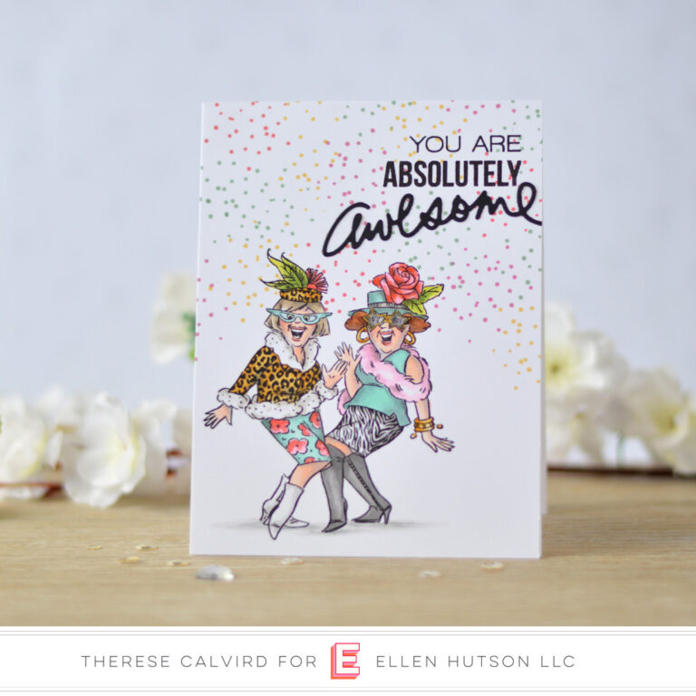 Lostinpaper - Ellen Hutson - Totally Awesome - Abstract Paint Strokes - Art Impressions - Crazy Friends (card video) 1 copy