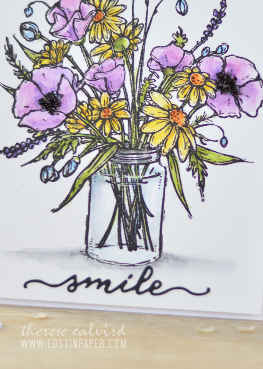 Lostinpaper - Penny Black - Vase Garden - Inktense (card video) 2