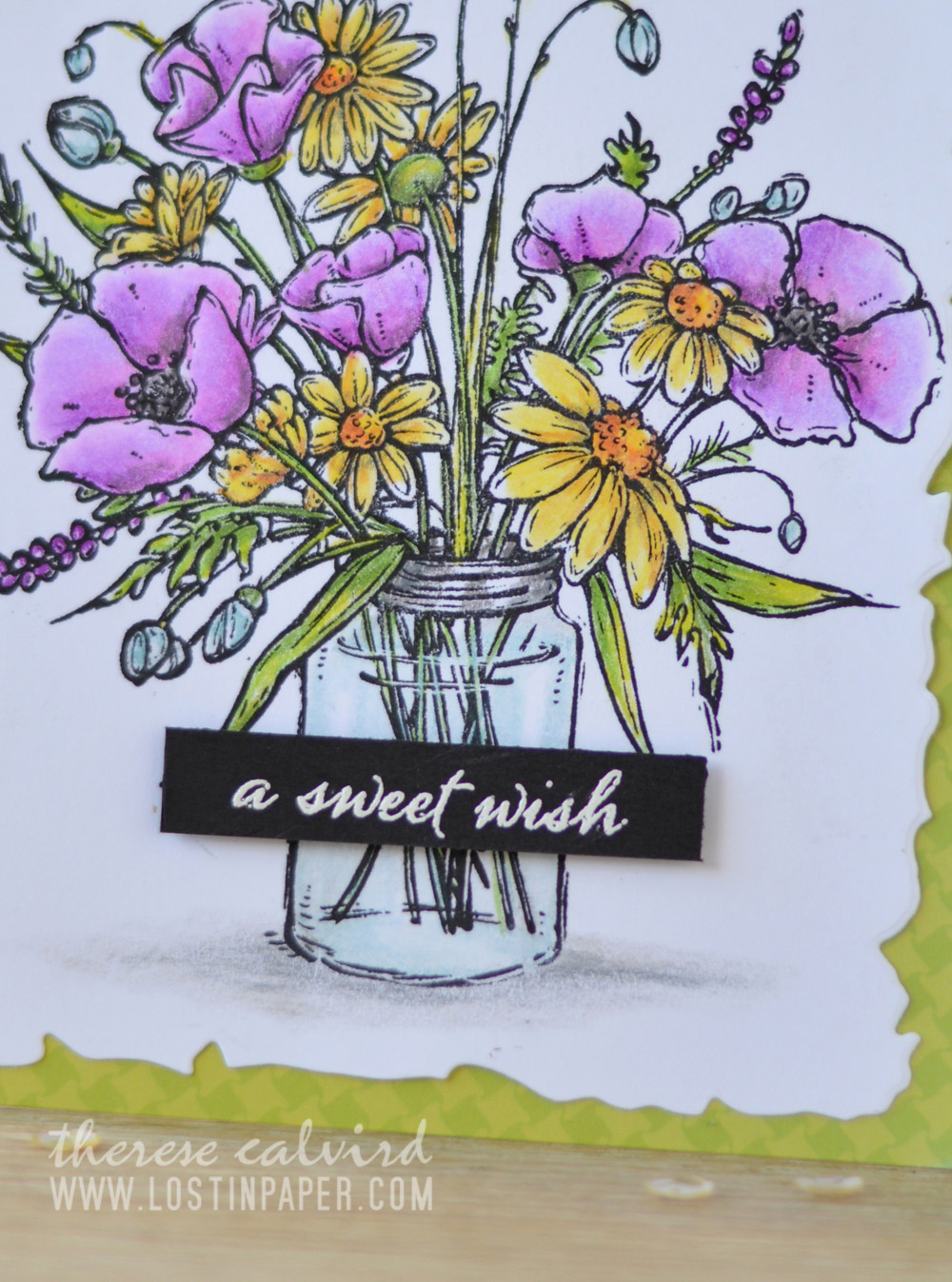 Lostinpaper - Penny Black - Vase Garden - Prismacolor Pencils (card video) 2