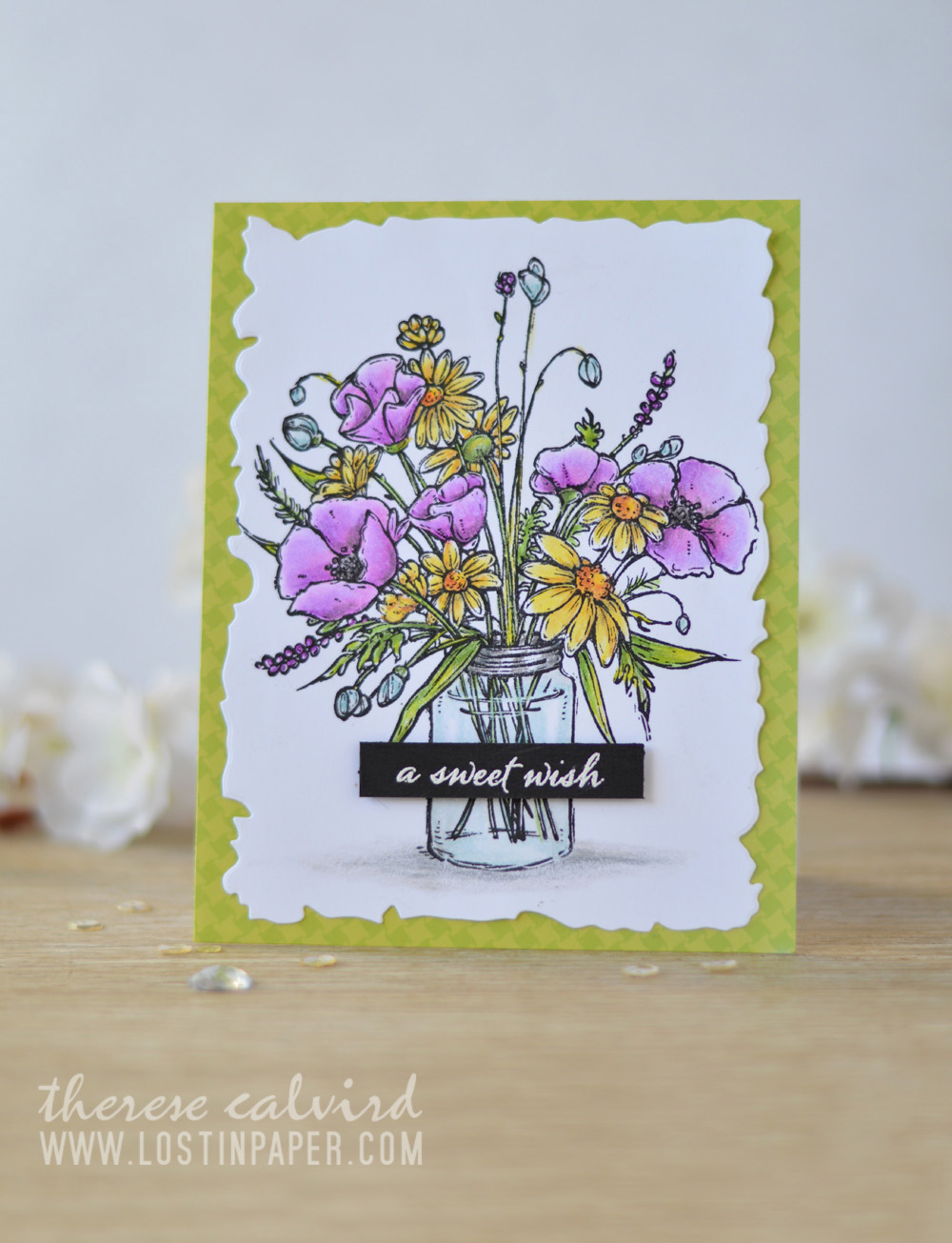 Lostinpaper - Penny Black - Vase Garden - Prismacolor Pencils (card video) 2