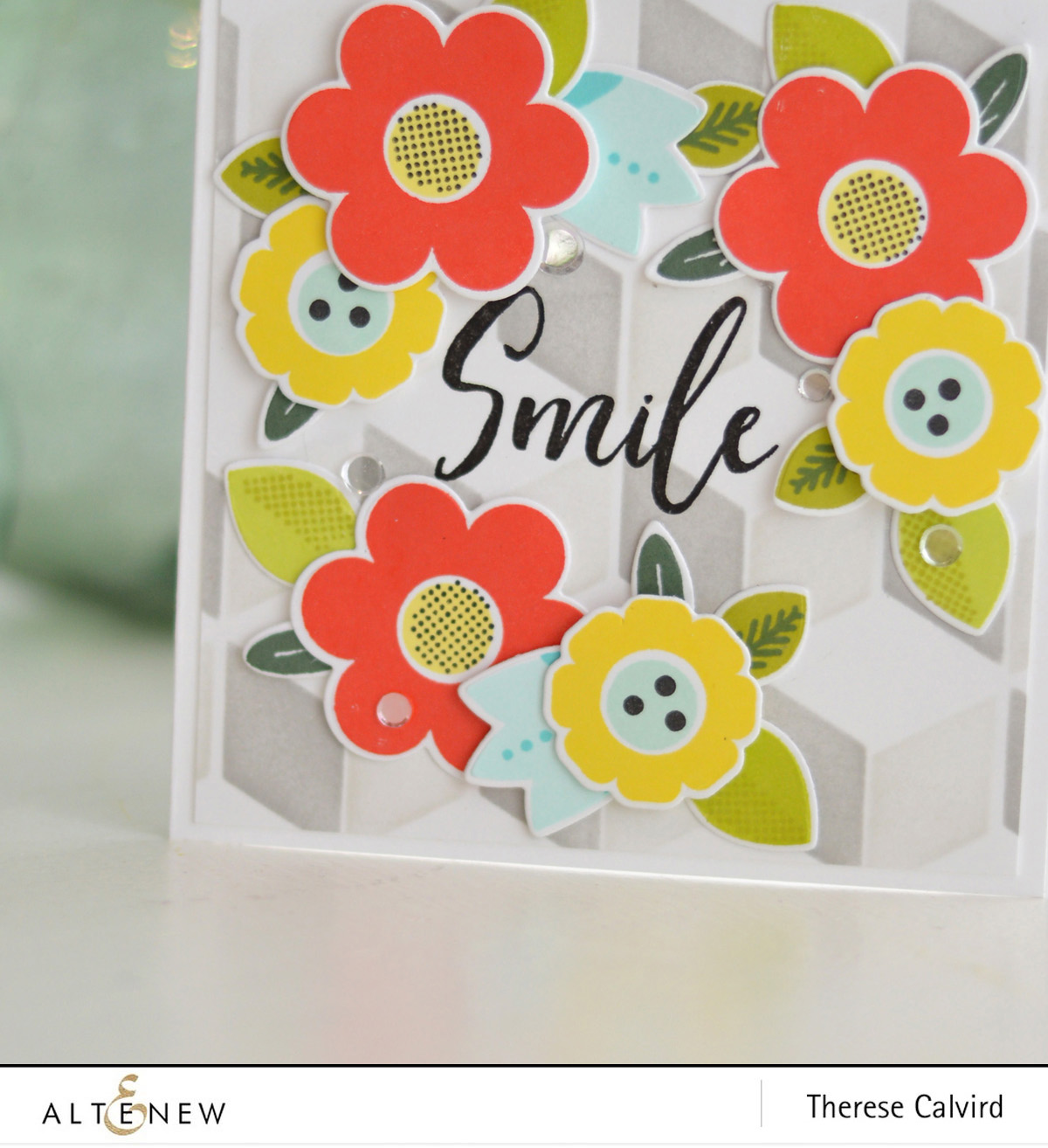Altenew - Folksy Florals - Cube Builder Stencil - Therese Calvird (card video) 1 copy