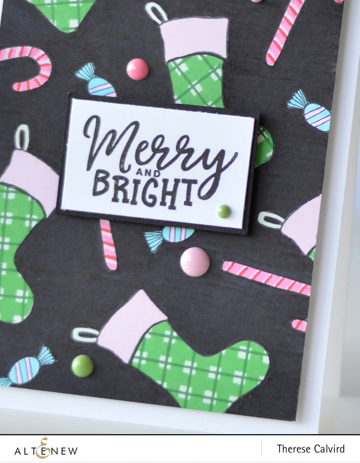 Altenew - Christmas Stocking - Happy Holidays - Sweet Season - Way Too Sweet - Therese Calvird (card) 1 copy