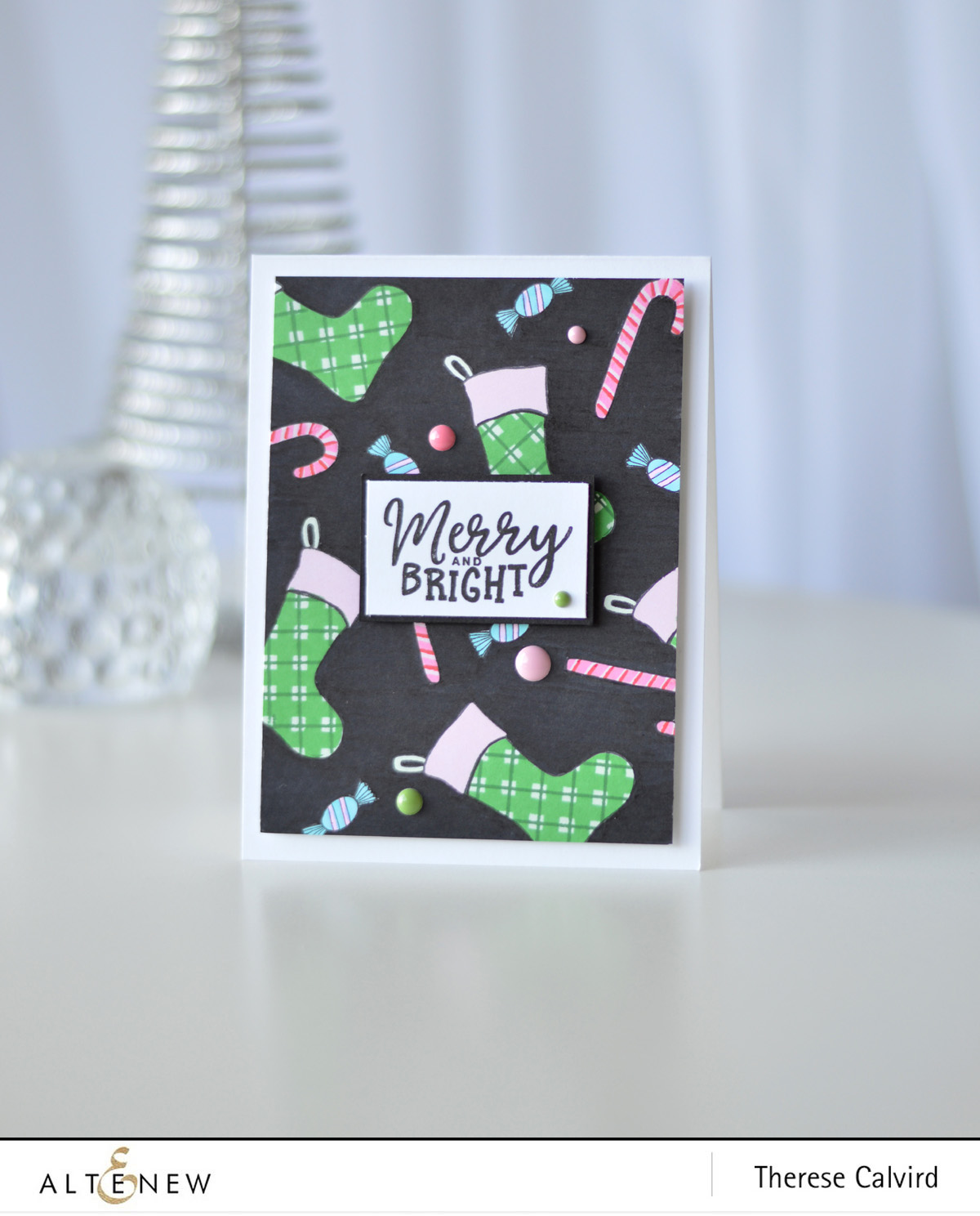 Altenew - Christmas Stocking - Happy Holidays - Sweet Season - Way Too Sweet - Therese Calvird (card) 1 copy