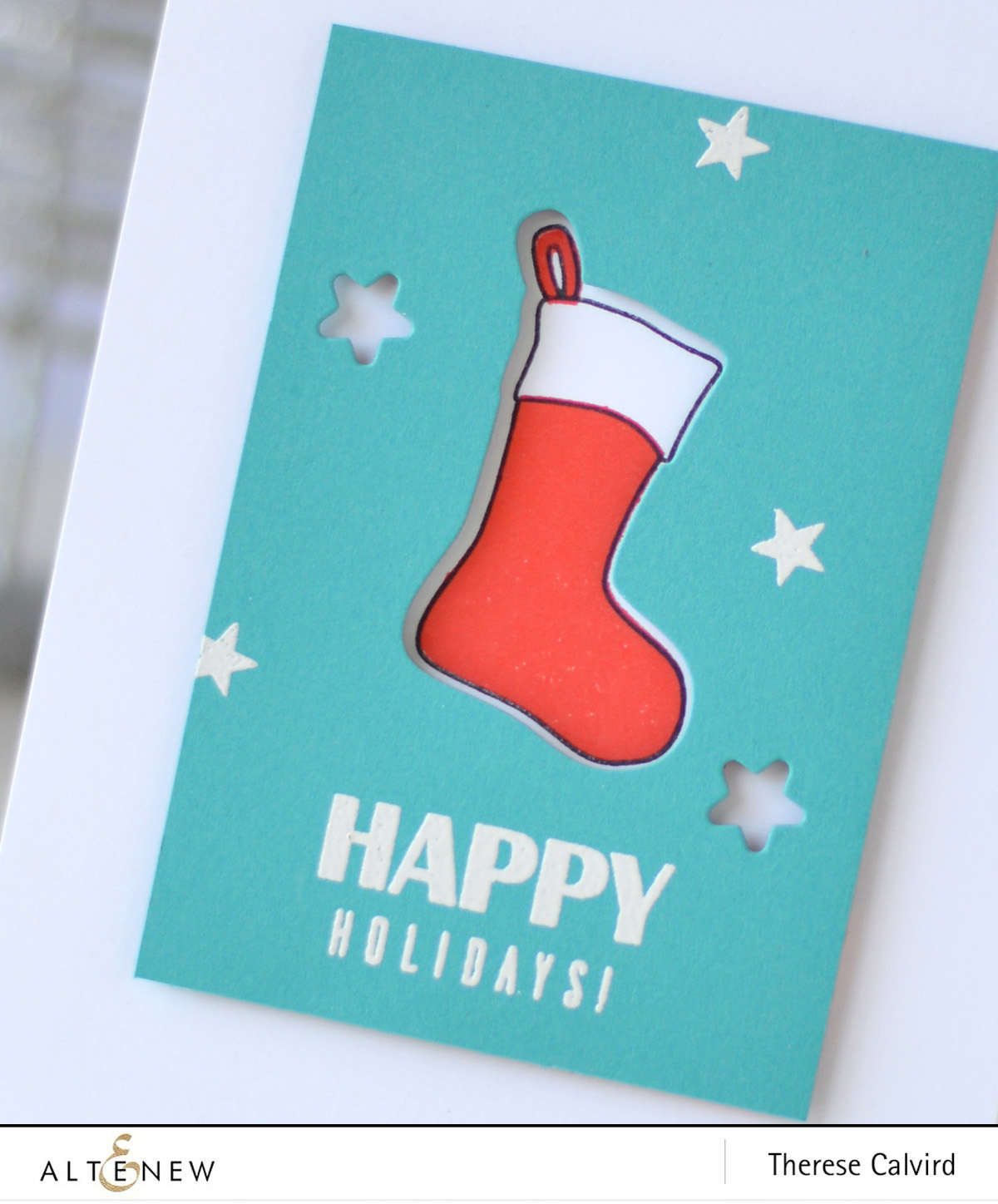 Altenew - Christmas Stockings - Starry Night - Festive Poinsettia - Therese Calvird (card video) 1 copy