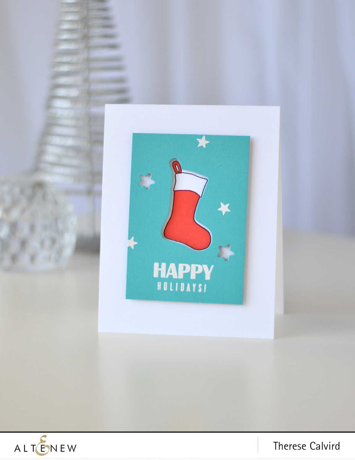 Altenew - Christmas Stockings - Starry Night - Festive Poinsettia - Therese Calvird (card video) 1 copy
