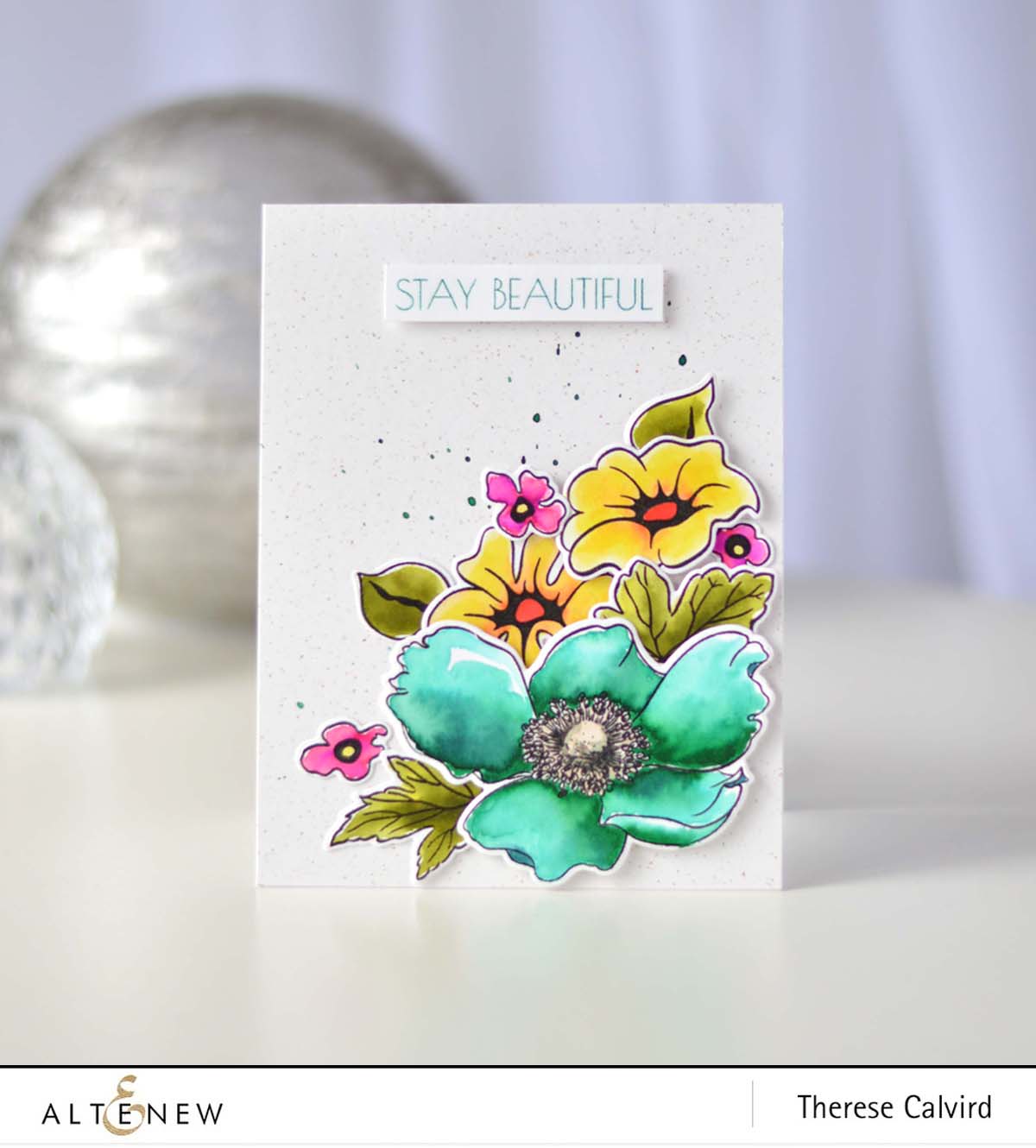 Altenew - Anemone - Whimsical Flowers - Watercolor Brush Markers - Therese Calvird (card video) 1 copy