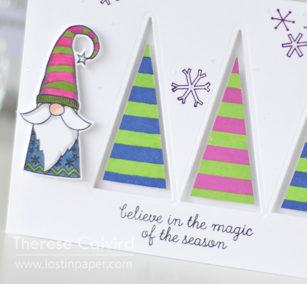 Lostinpaper - Reverse Confetti - Holiday Gnomes - Triangle Trees (card) 1