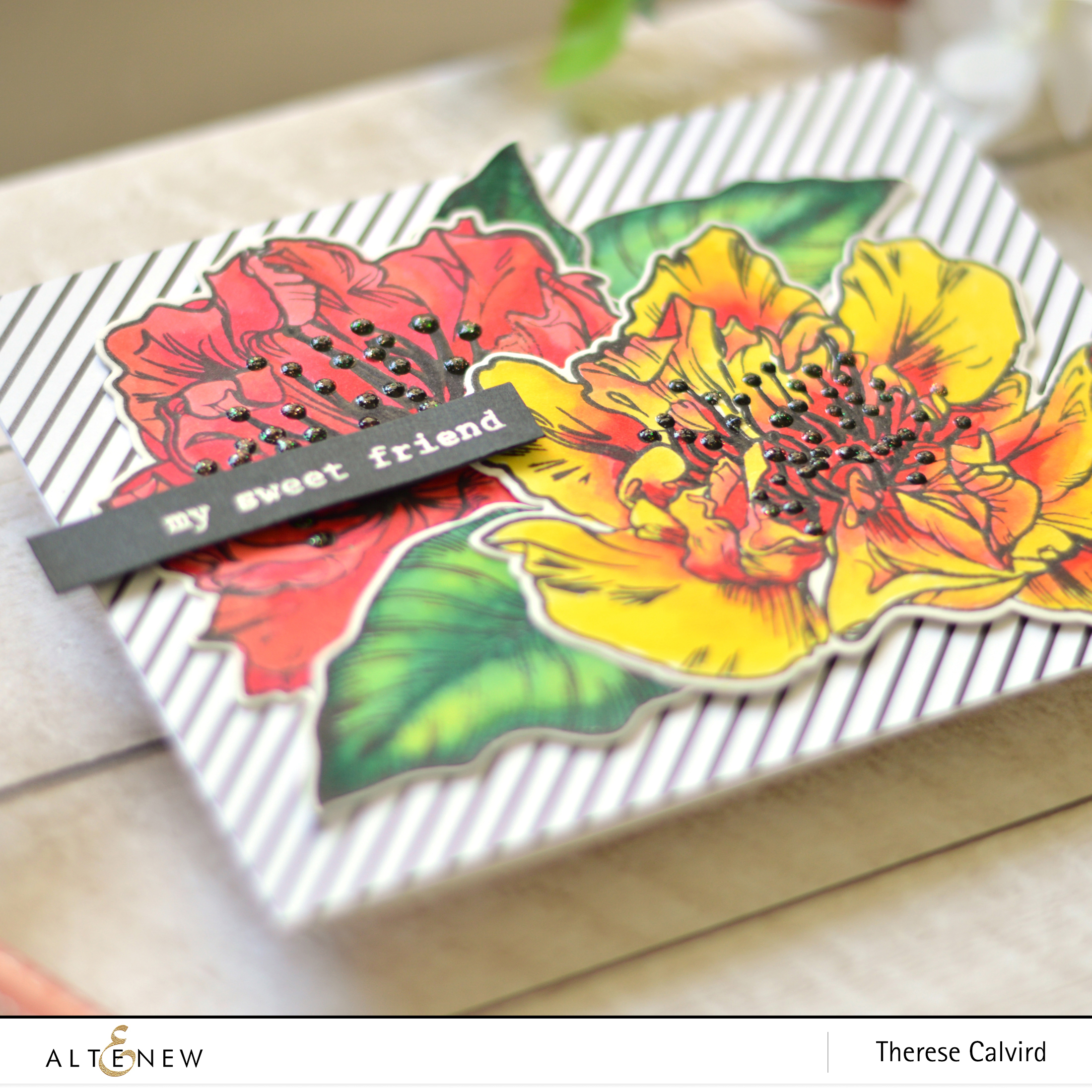 Altenew - Engagement Wishes - Ruffled Flowers - Watercolor Brush Markers - Winter Wonderland - Therese Calvird (card video) 2 copy
