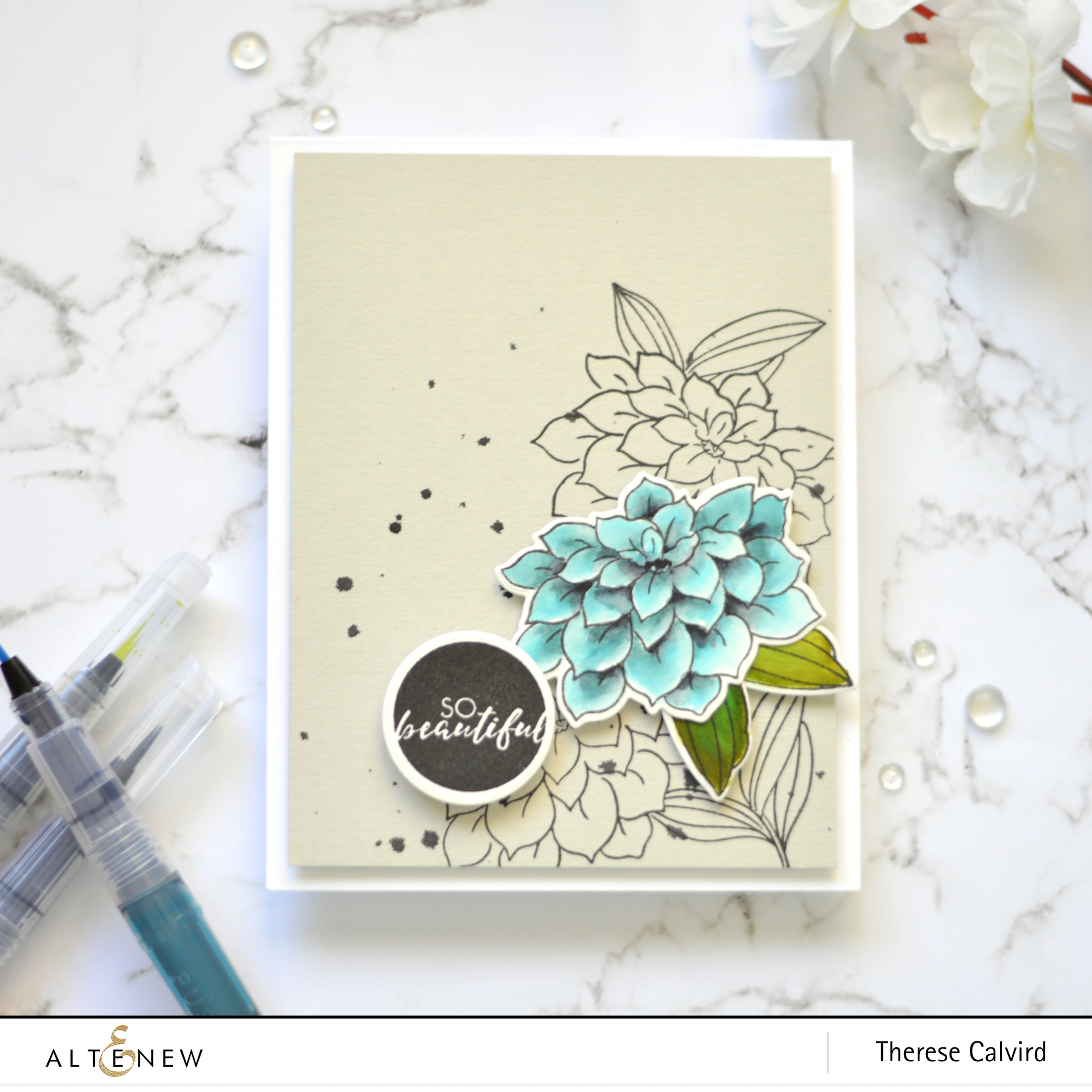 Altenew - BAF Dahlia - Circled Sentiments - Therese Calvird (card video) 1 copy