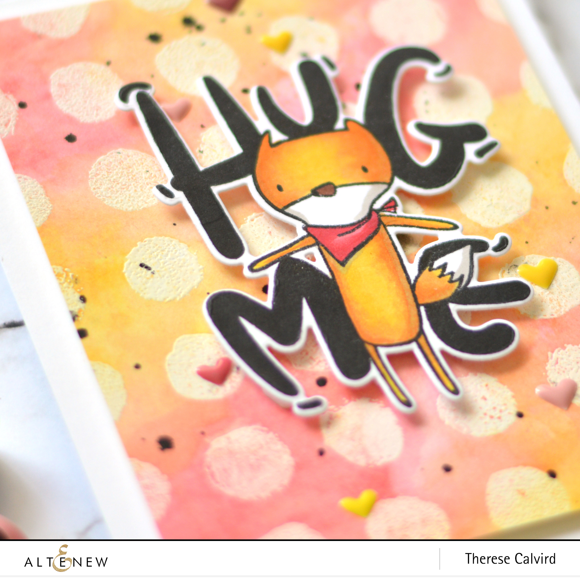 Altenew - Watercolor Dots - Hug Me - Take 2 with Therese (card video) 1 copy
