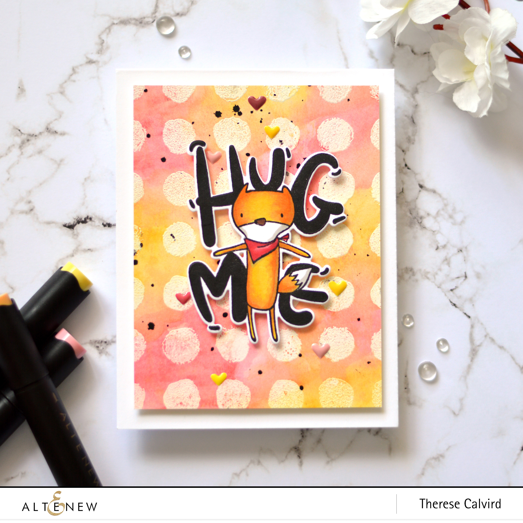 Altenew - Watercolor Dots - Hug Me - Take 2 with Therese (card video) 1 copy