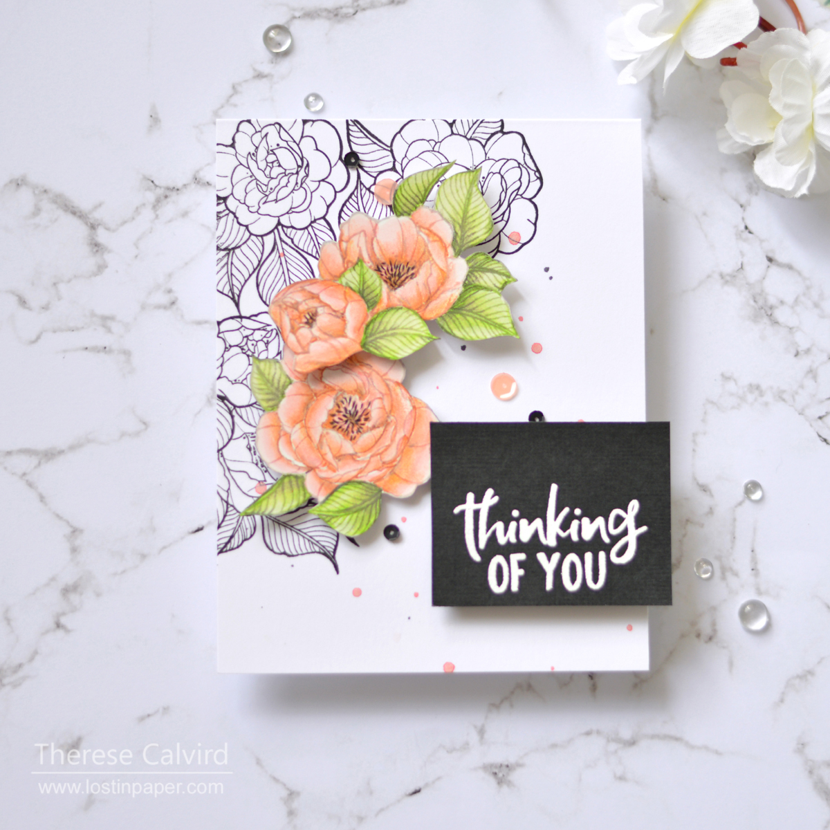 Lostinpaper - Spellbinders - Just Add Color - Peonies Bundle (card) 1