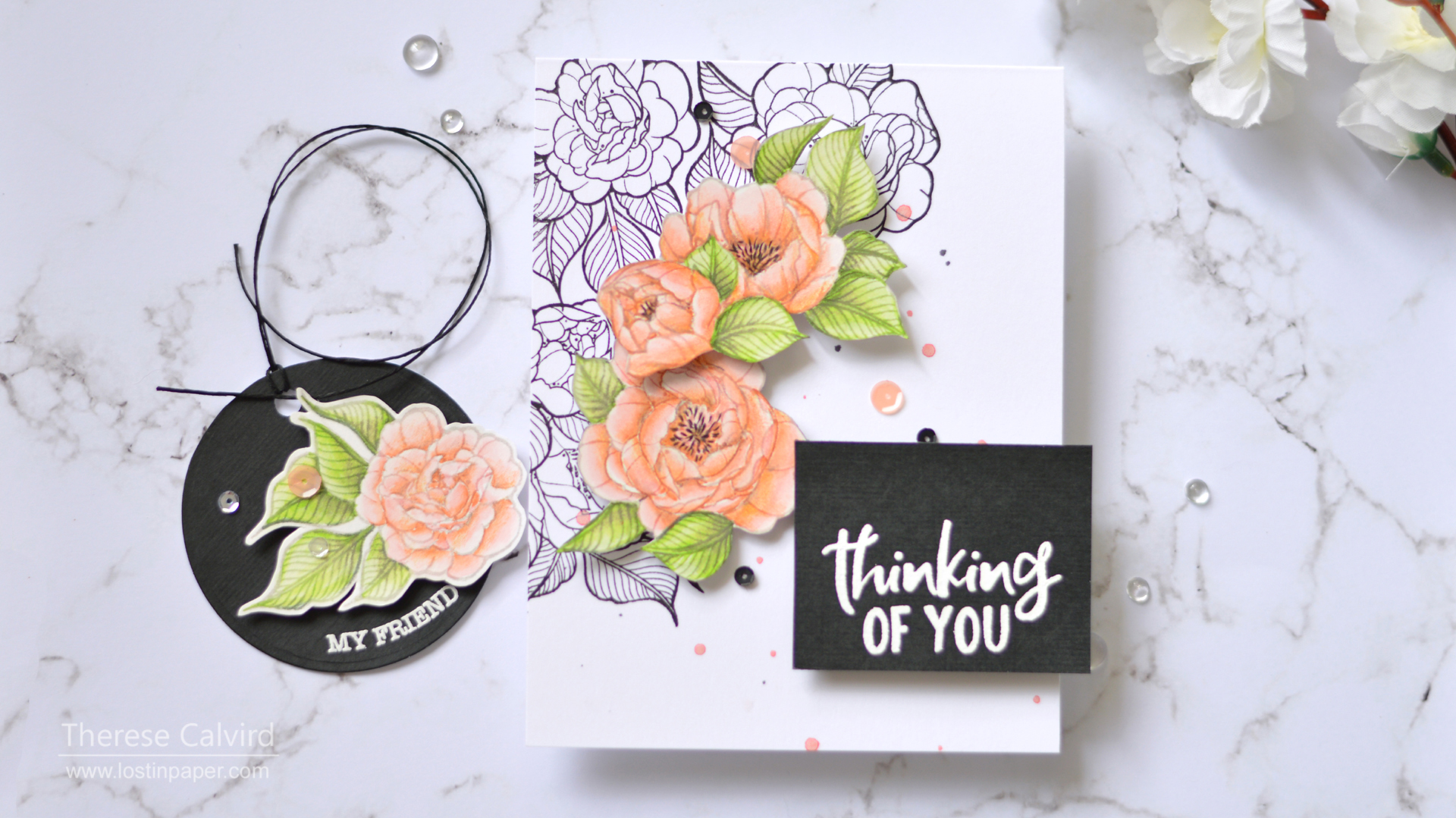 Lostinpaper - Spellbinders - Just Add Color - Peonies Bundle (card) 1