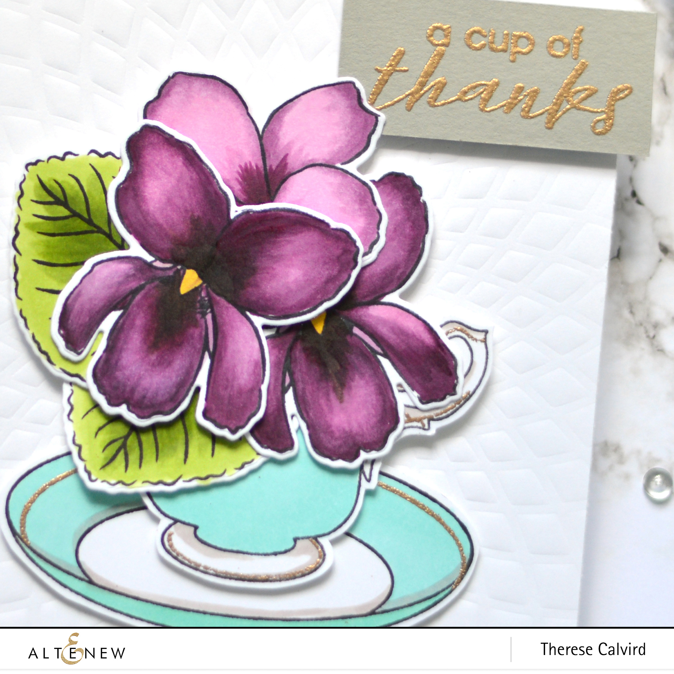Altenew - BAF - Sweet Violet - Vintage Teacup - Therese Calvird (card video) 1 copy
